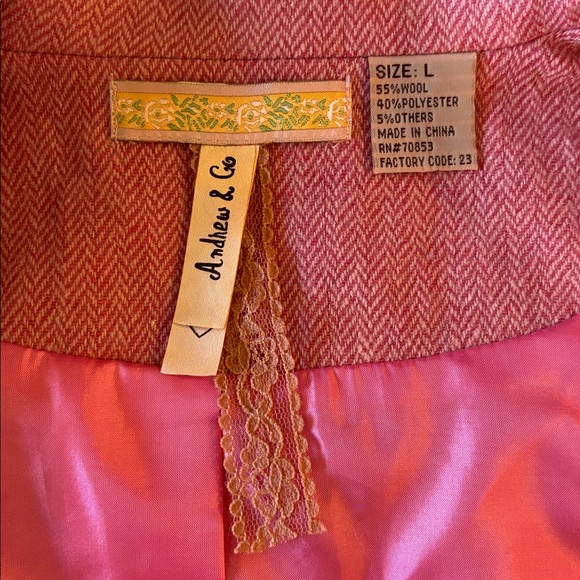 Vintage Andrew & Co pink, herringbone wool blazer - Picture 12 of 13